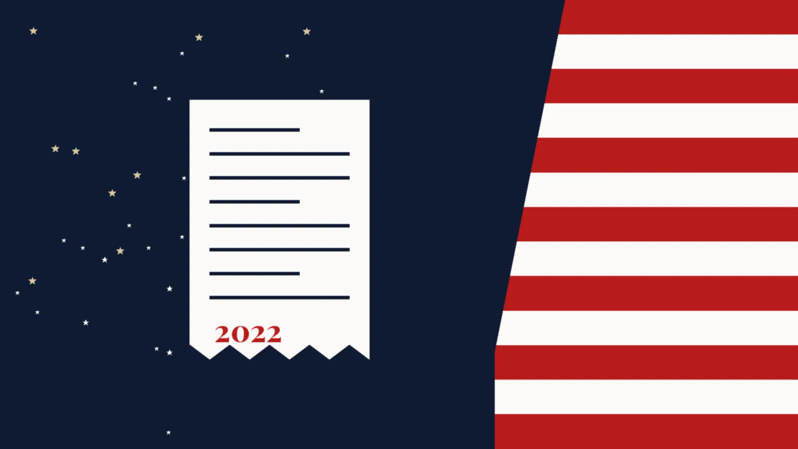 Illustration of a long paper receipt marked 2022, representing political consequences coming due