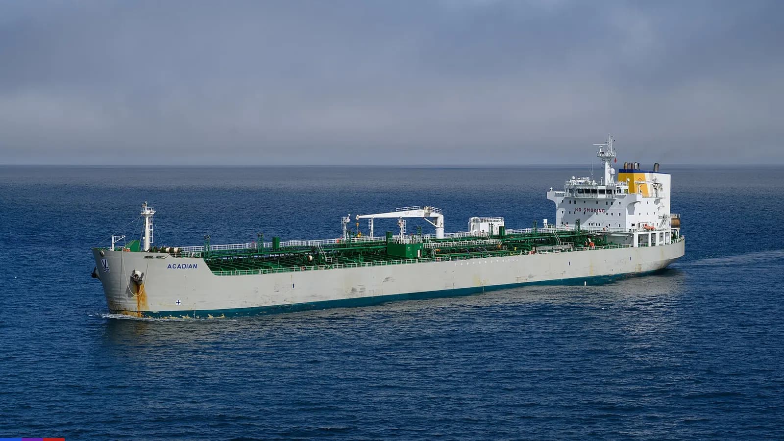 An oil tanker under way at sea